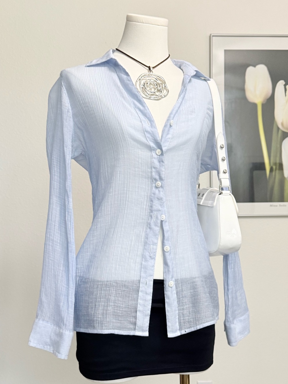 Y2K Chico’s Sheer Button Up Shirt Breezy Feminine Classic